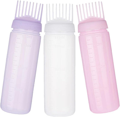 3Pcs Root Comb Applicator Bottle Hair Dye Oiling Tools Graduated Scale for Precise Application for Home Salon Use