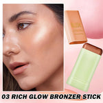 Cream Bronzer Stick Highlighter Stick Face Cream Contour Stick,Makeup Bronzer Stick with Brush,Buildable Highlight Contour Makeup for Women (Rich Glow Bronzer Stick)