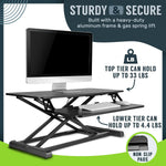 Standing Desk Converter - 32 Inch Adjustable Sit to Stand up Workstation, Particle Board, Dual Monitor Desktop Riser with Keyboard Tray, for Home Office Laptop, Black 32"