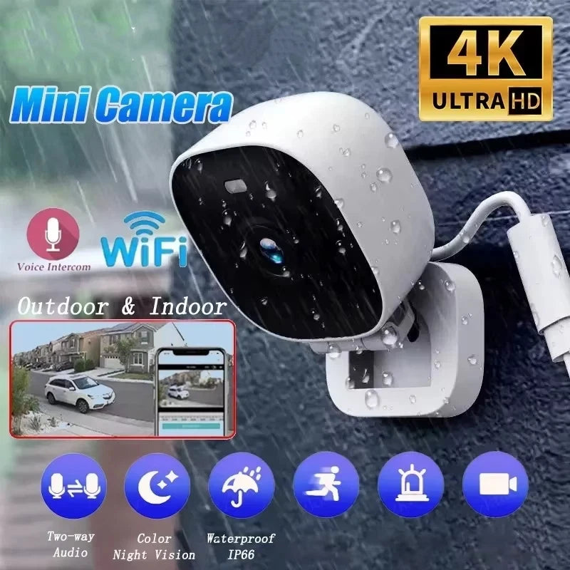 4K Full Color Night Vision Mini Security Camera Wifi Waterproof Motion Detection 2 Way Audio Indoor Outdoor Surveillance 2026