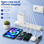 USB C Charger Block, 2-Pack 65W Wall Charger, 5-Port Type C Fast Charging Block Power Adapter Compatible with Phones, Tablets & More, White