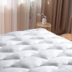Waterproof Mattress Pad Twin XL Size Cotton Top down Alternative Filling Pillow Top Mattress Topper Cover-Fitted Quilted (Twin XL Mattress Pad)