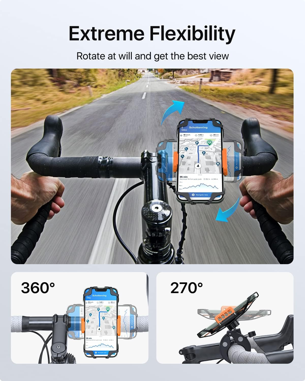 Bike Phone Mount, [Super Stable on Bumpy Road] Motorcycle Phone Mount Universal Handlebar Bicycle Cell Phone Holder Scooter
