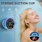 Bluetooth Shower Speaker, IPX7 Waterproof Portable Wireless Speaker with Suction Cup, 12H Playtime, 360° Sound, RGB LED, Hands-Free Calls, Mini Speaker for Bathroom Pool Beach Outdoor, Blue