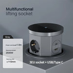 YINKA Pop up Table Socket Lifting Socket, USB Type-C Outlet, EU Socket, 15W Wireless Charge, Desktop Hidden Lifting Socket