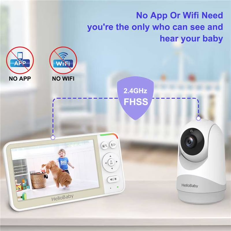 Baby Monitor-Hb6256-M-5.0 Inch Video Baby Monitor with Remote Pan and Tilt Function