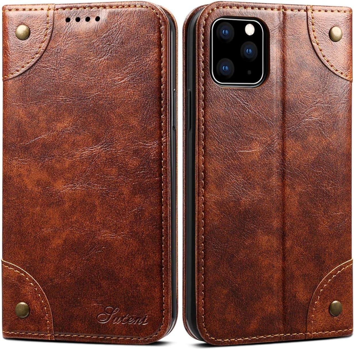 Compatible with Iphone 11 Leather Case,  for Iphone 11 Wallet Folio Case Book Design Magnetic Closure with Stand and ID Holder Credit Card Slots for Apple Iphone 11 6.1 Inch 2019 Khaki