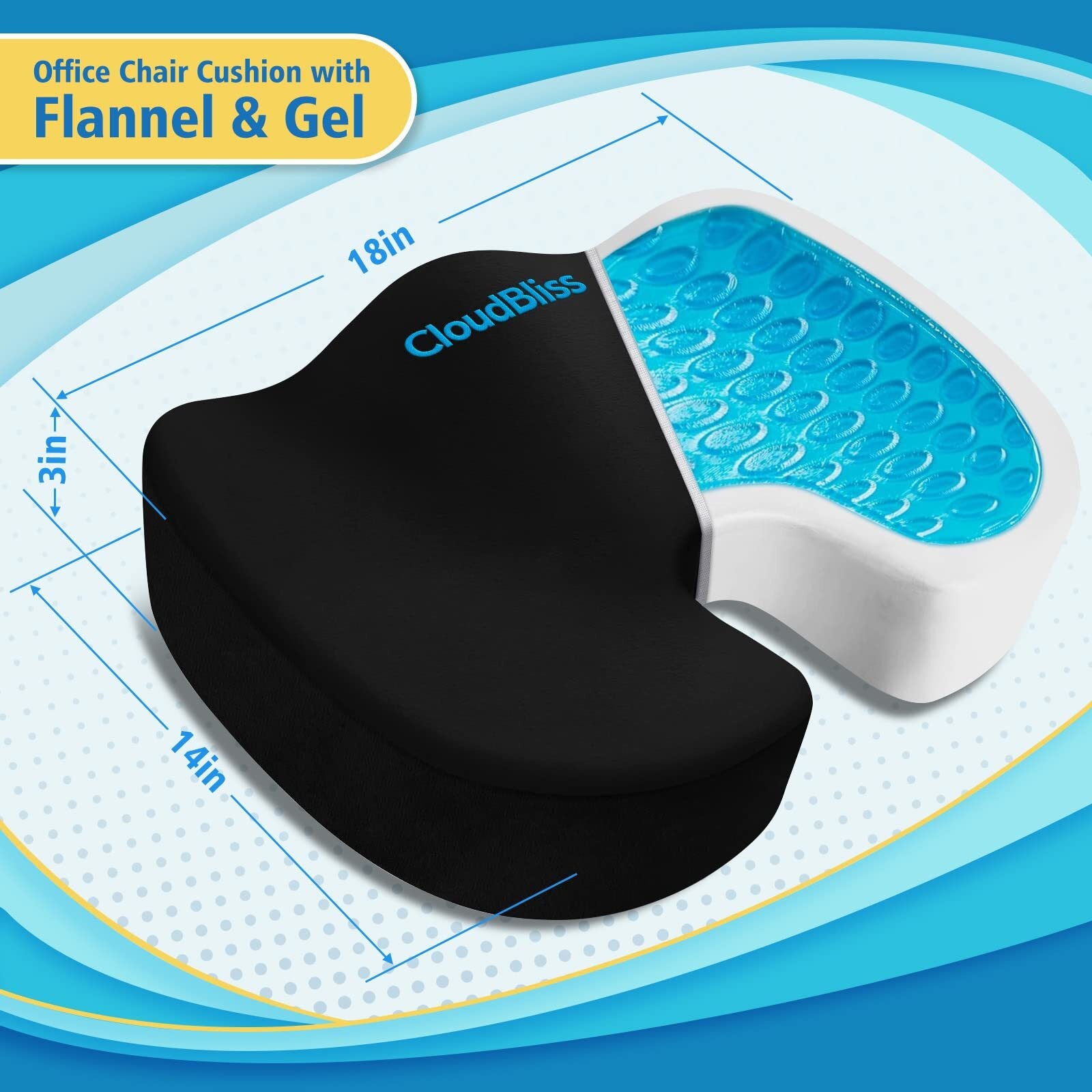 Truck Driver Seat Cushion Coccyx Orthopedic Memory Foam Antiskid Breathable