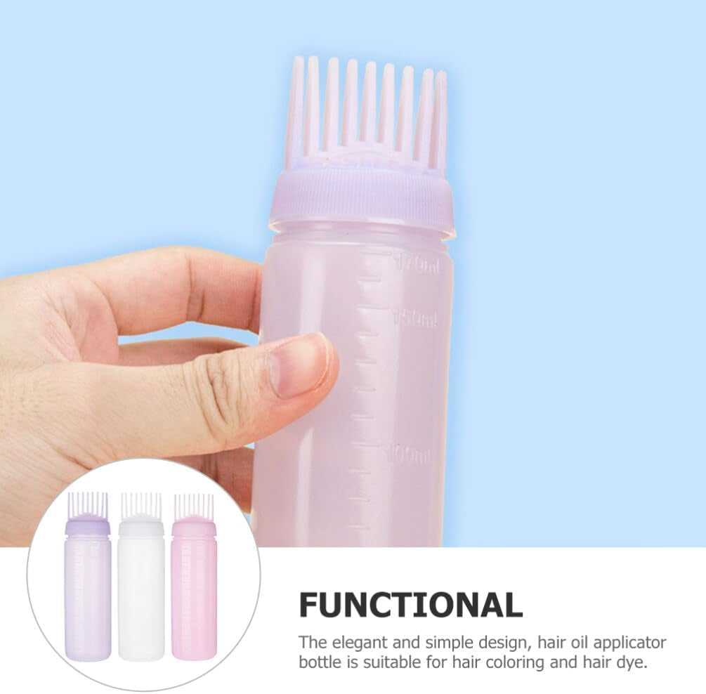 3Pcs Root Comb Applicator Bottle Hair Dye Oiling Tools Graduated Scale for Precise Application for Home Salon Use
