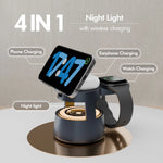 4 in 1 Wireless Charging Station, 15W Fast Charging Wireless Charger for Iphone Airpods Iwatch with Magsafe and Mushroom Light, Compatible with Iphone 8 and above Series