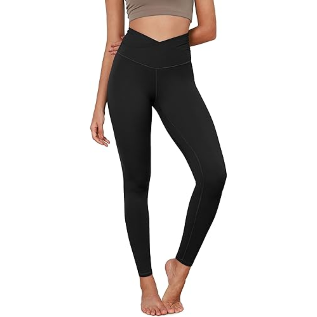 Crossover waistband yoga leggings