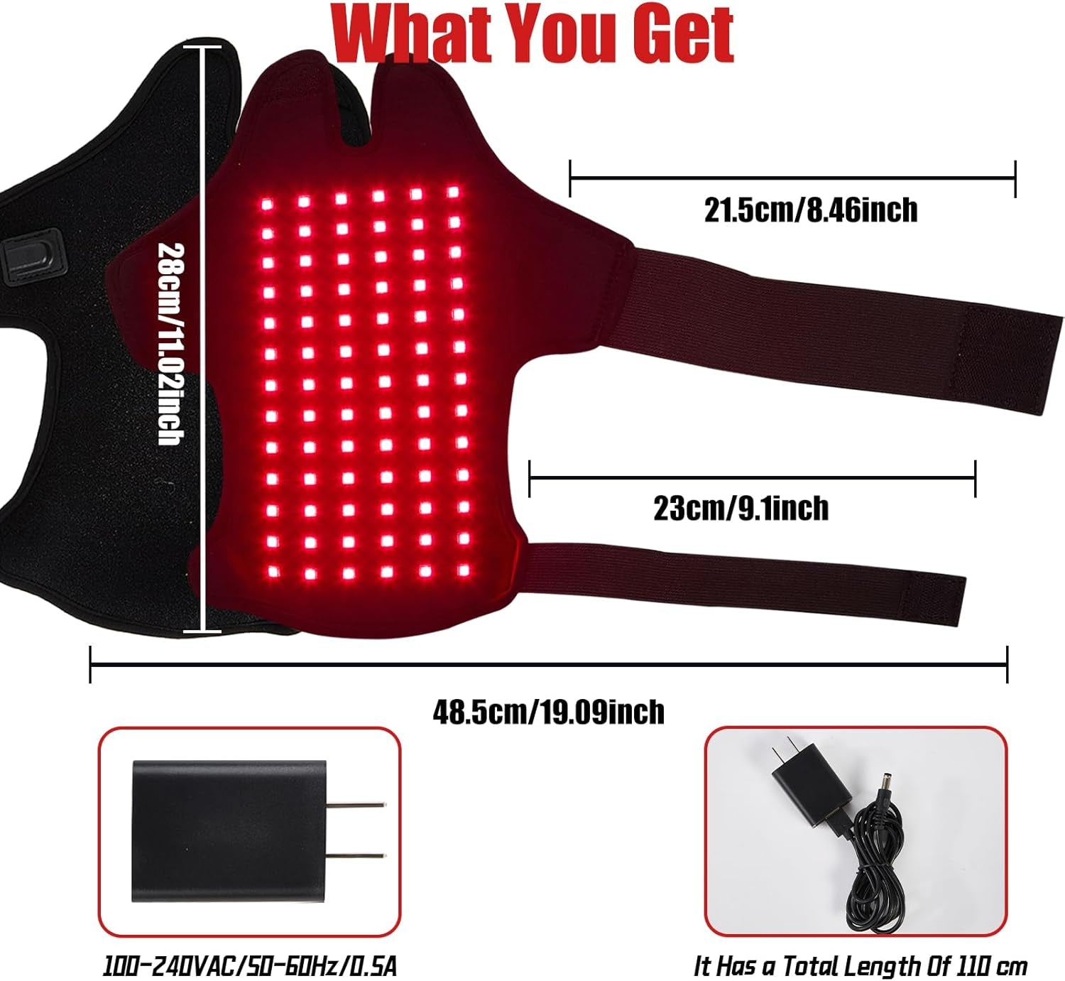 Multi-Functional Red Light Therapy Belt for Neck, Knee, Feet, Hands, Etc. 660Nm & 850Nm Near-Infrared Light Therapy Wrap Devices with Heat for Body, Massager Mat for Pain Relief at Home