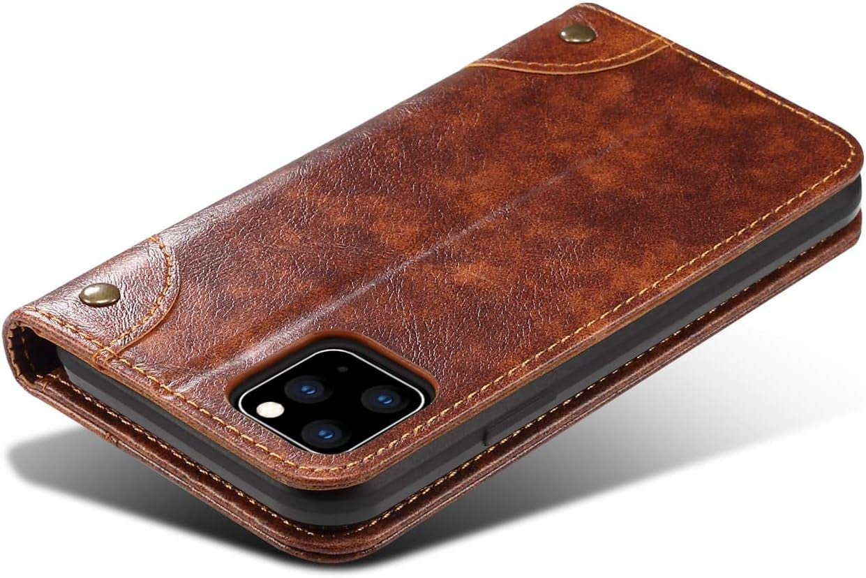 Compatible with Iphone 11 Leather Case,  for Iphone 11 Wallet Folio Case Book Design Magnetic Closure with Stand and ID Holder Credit Card Slots for Apple Iphone 11 6.1 Inch 2019 Khaki