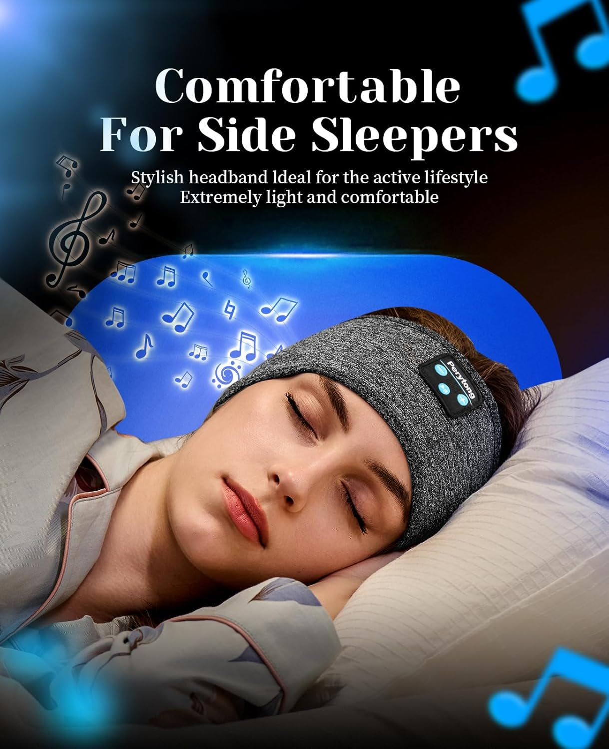 Sleeping Headphones Bluetooth Headband, Soft Long Time Play Sleeping Headsets with Built in Speakers Perfect for Workout,Running,Yoga,Travel, Darkgray