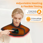 Cordless Heating Shoulder Neck Pad with Ajustable 4 Level Heated 5 Level Timer Electric Shoulder Neck Hot Compress Warm Winter