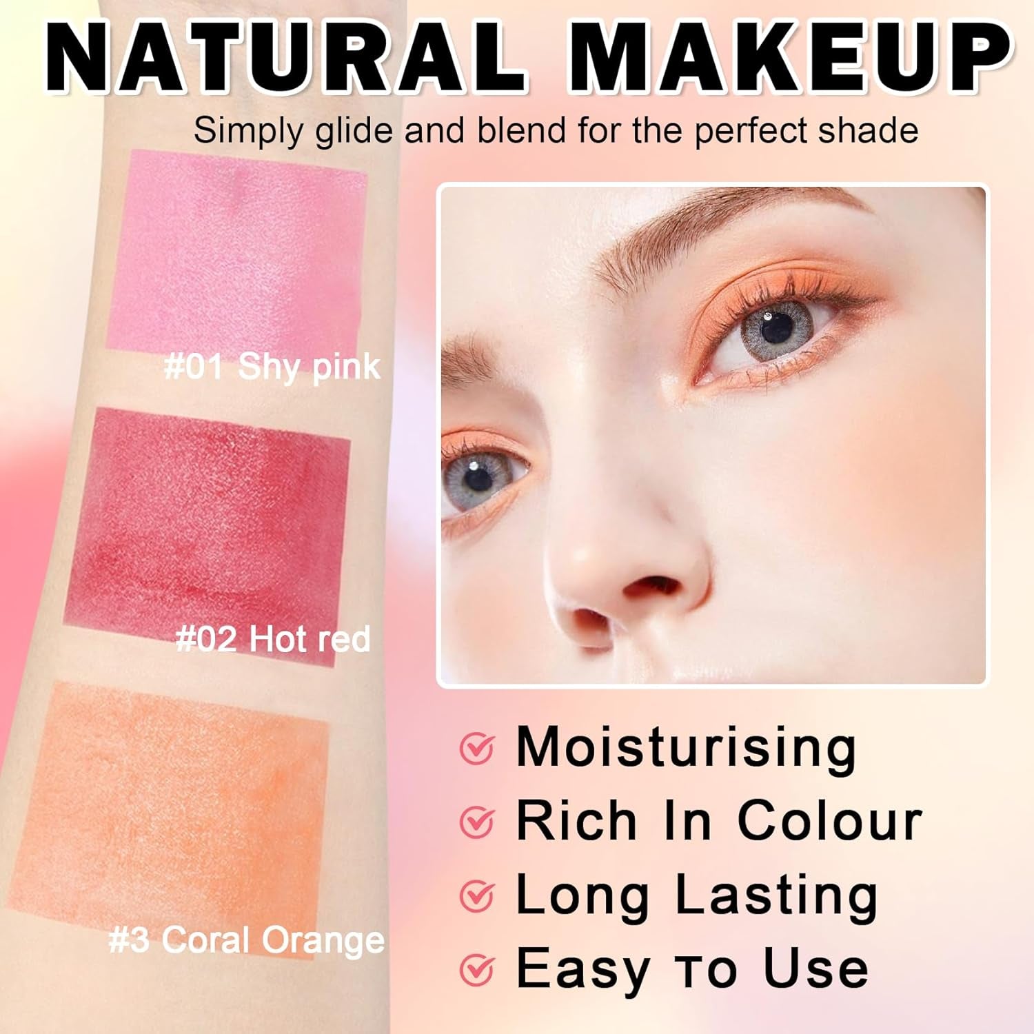 Cream Bronzer Stick Highlighter Stick Face Cream Contour Stick,Makeup Bronzer Stick with Brush,Buildable Highlight Contour Makeup for Women (Rich Glow Bronzer Stick)