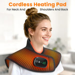 Cordless Heating Shoulder Neck Pad with Ajustable 4 Level Heated 5 Level Timer Electric Shoulder Neck Hot Compress Warm Winter