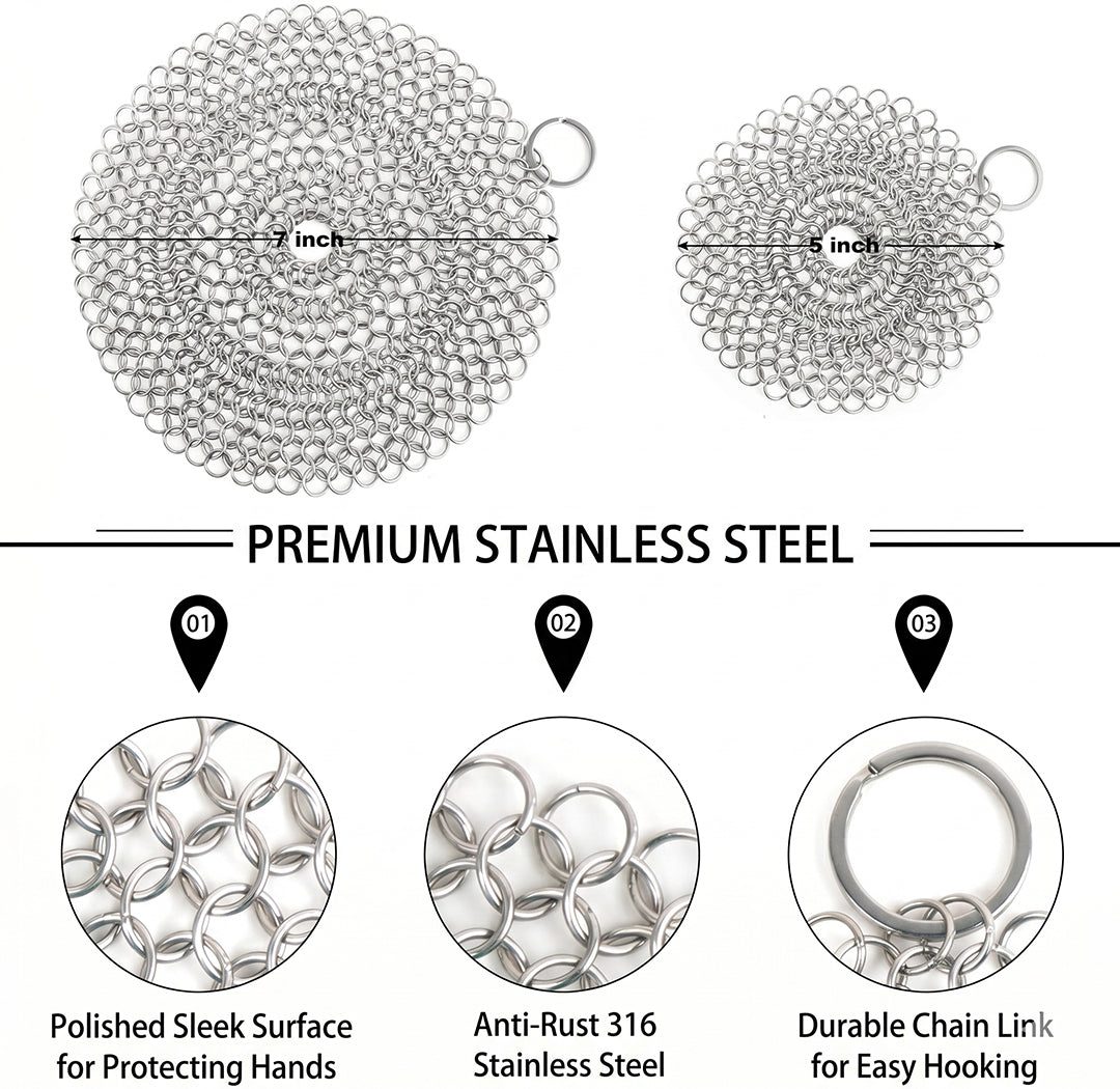 Cast iron pan cleaner chainmail