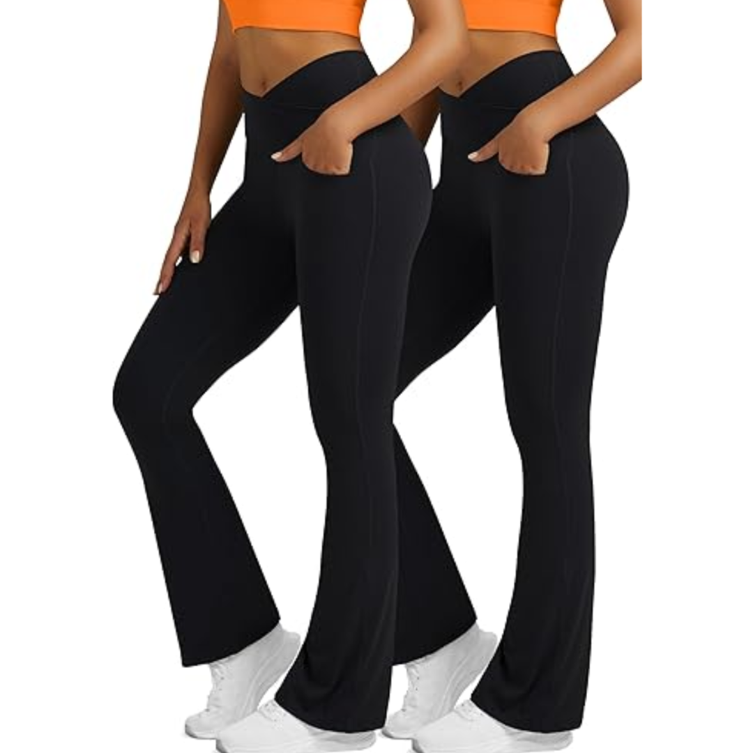 Cross-waist flare yoga pants