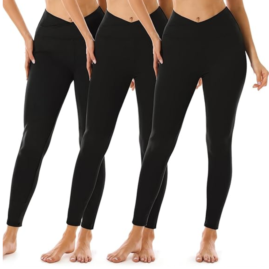 Crossover waistband yoga leggings