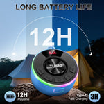 Bluetooth Shower Speaker, IPX7 Waterproof Portable Wireless Speaker with Suction Cup, 12H Playtime, 360° Sound, RGB LED, Hands-Free Calls, Mini Speaker for Bathroom Pool Beach Outdoor, Blue