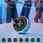 Bluetooth Shower Speaker, IPX7 Waterproof Portable Wireless Speaker with Suction Cup, 12H Playtime, 360° Sound, RGB LED, Hands-Free Calls, Mini Speaker for Bathroom Pool Beach Outdoor, Blue