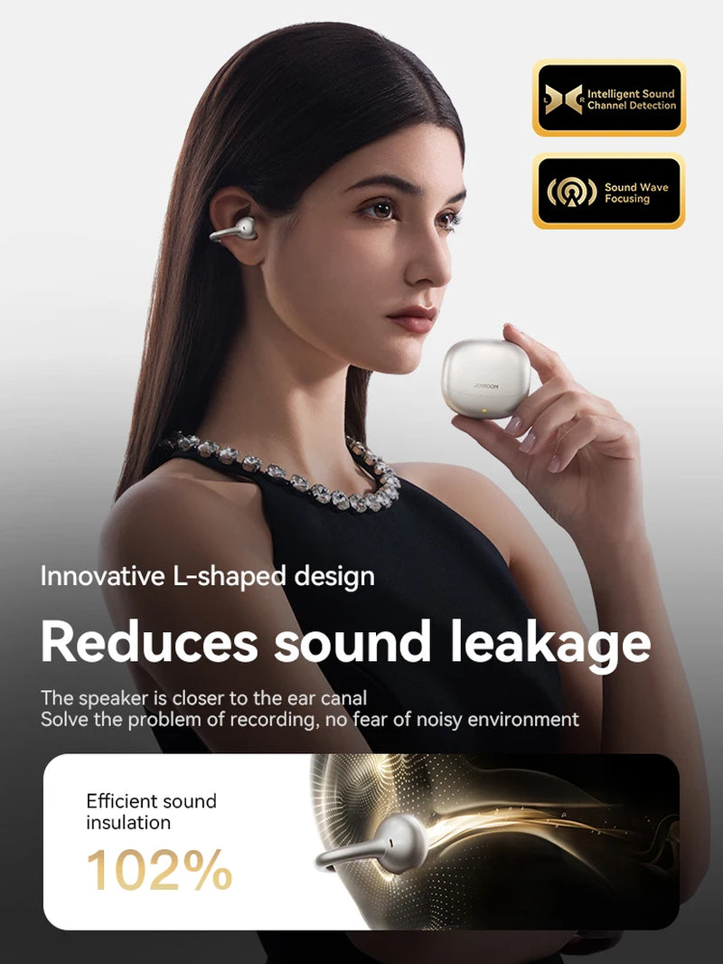 Clip-On Earbuds Wireless Open Ear Earbuds Headphones with Auto L-R Recognition Omni Tap Control Immersive Sound JR-OE3