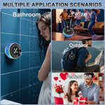 Bluetooth Shower Speaker, IPX7 Waterproof Portable Wireless Speaker with Suction Cup, 12H Playtime, 360° Sound, RGB LED, Hands-Free Calls, Mini Speaker for Bathroom Pool Beach Outdoor, Blue
