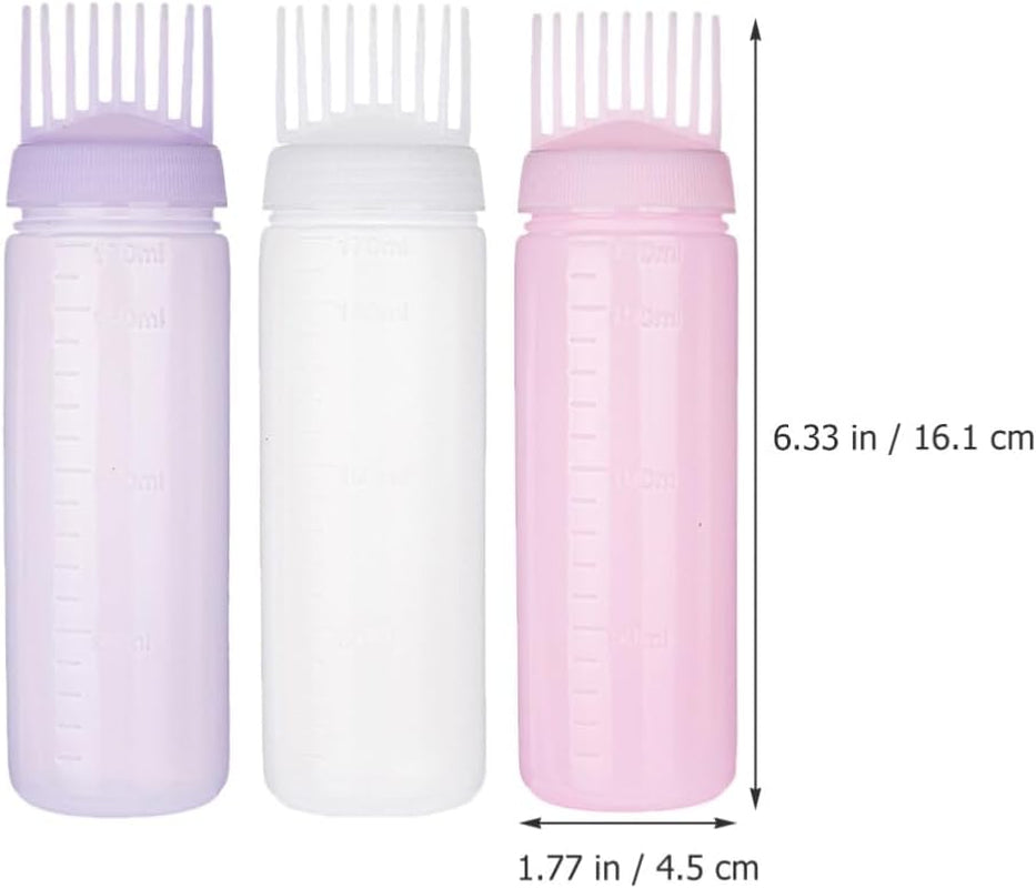 3Pcs Root Comb Applicator Bottle Hair Dye Oiling Tools Graduated Scale for Precise Application for Home Salon Use