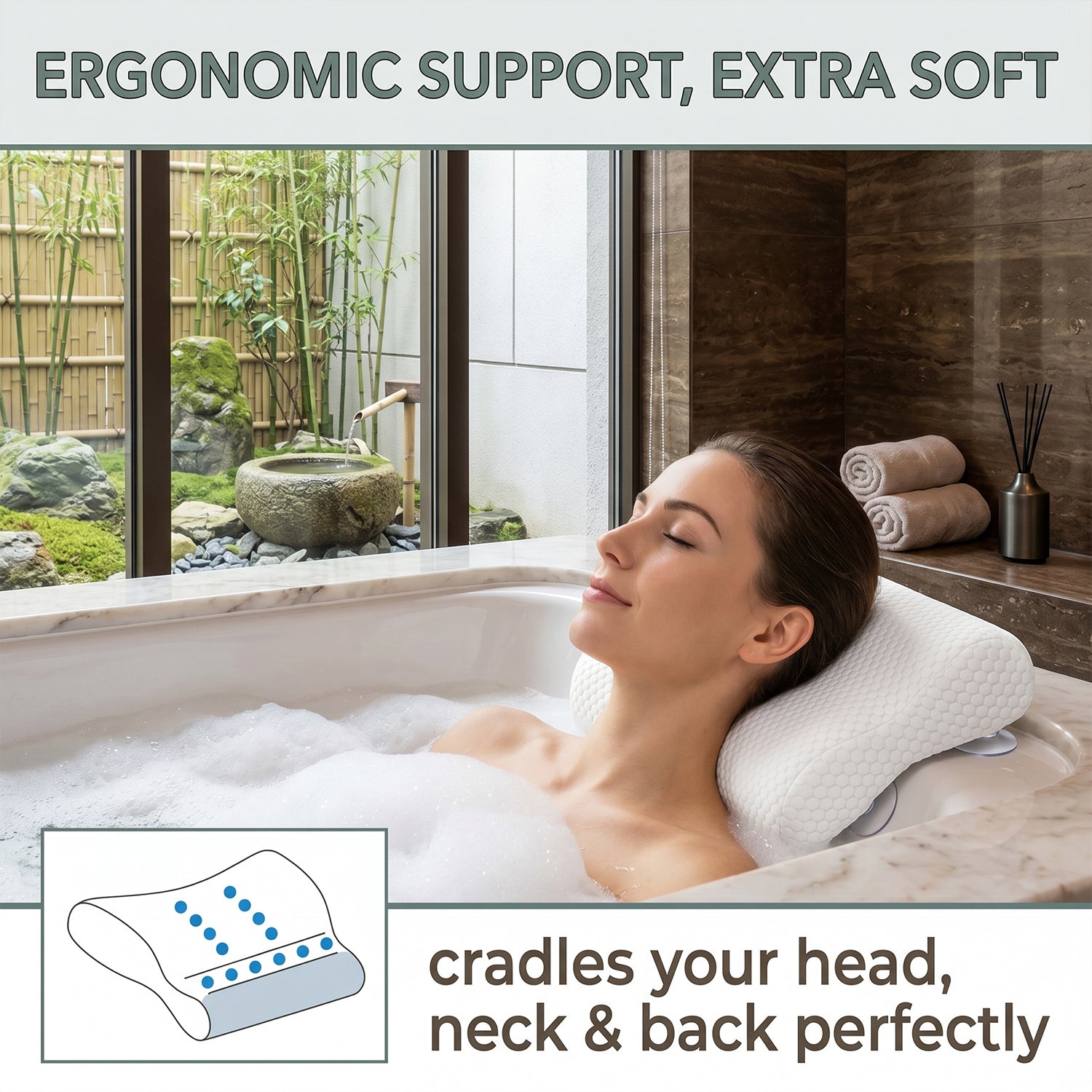 Bath pillow non-slip (suction)