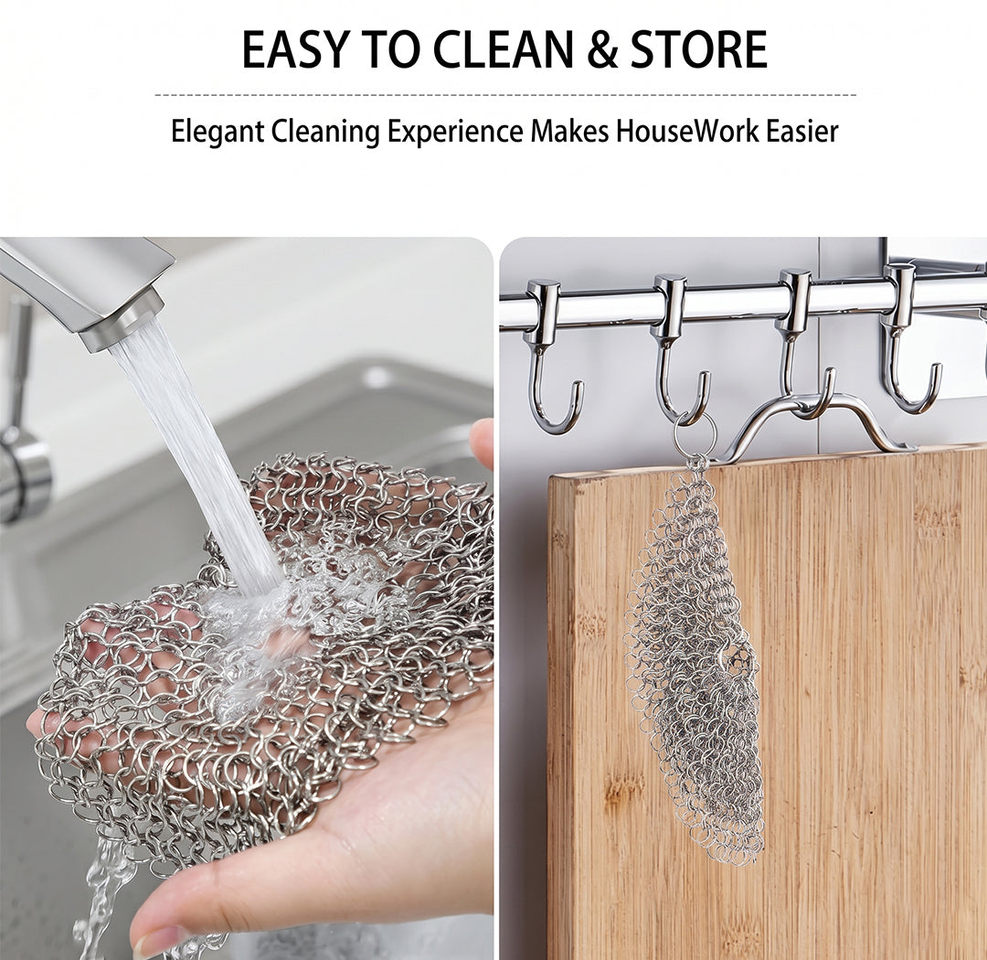 Cast iron pan cleaner chainmail