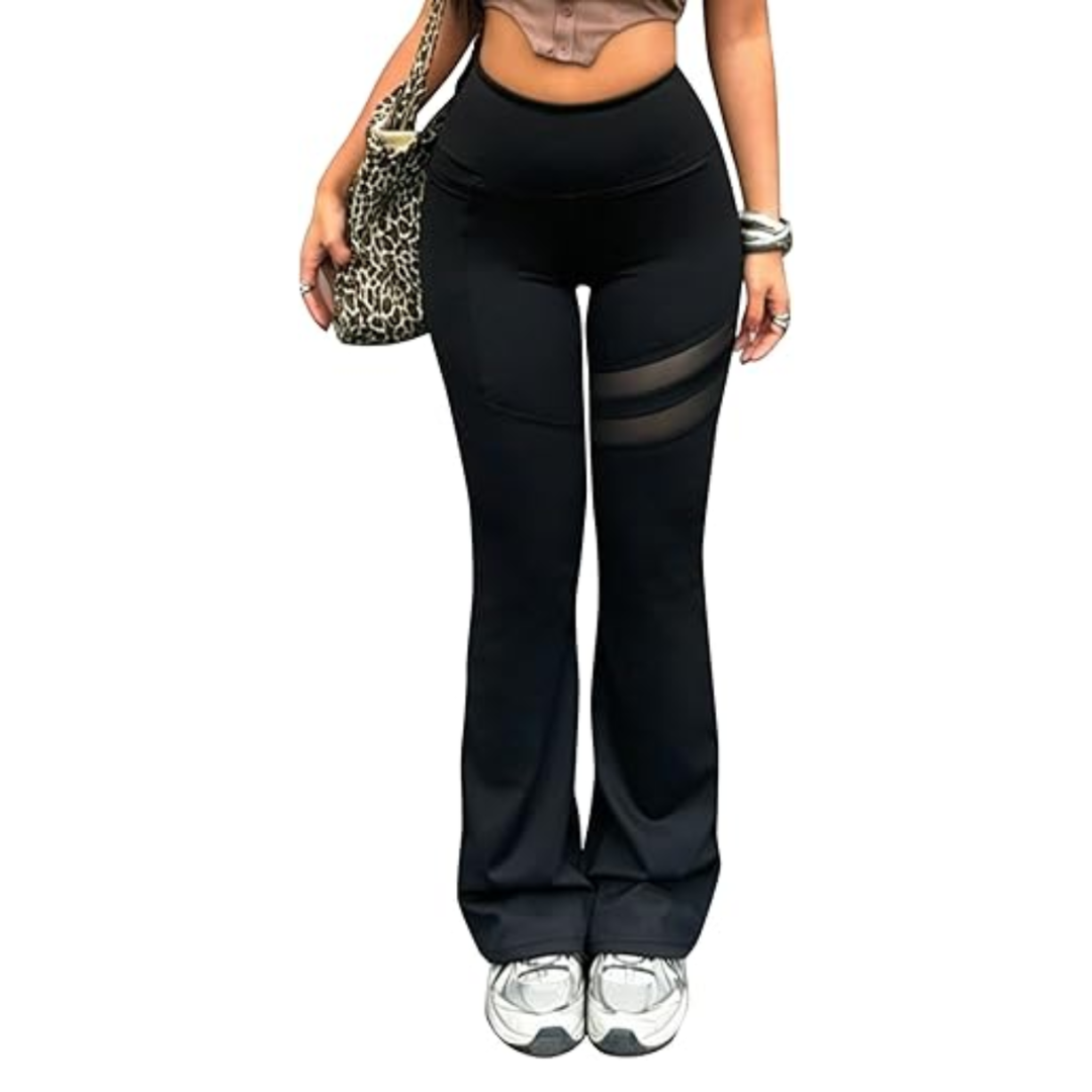 Mesh contrast yoga leggings