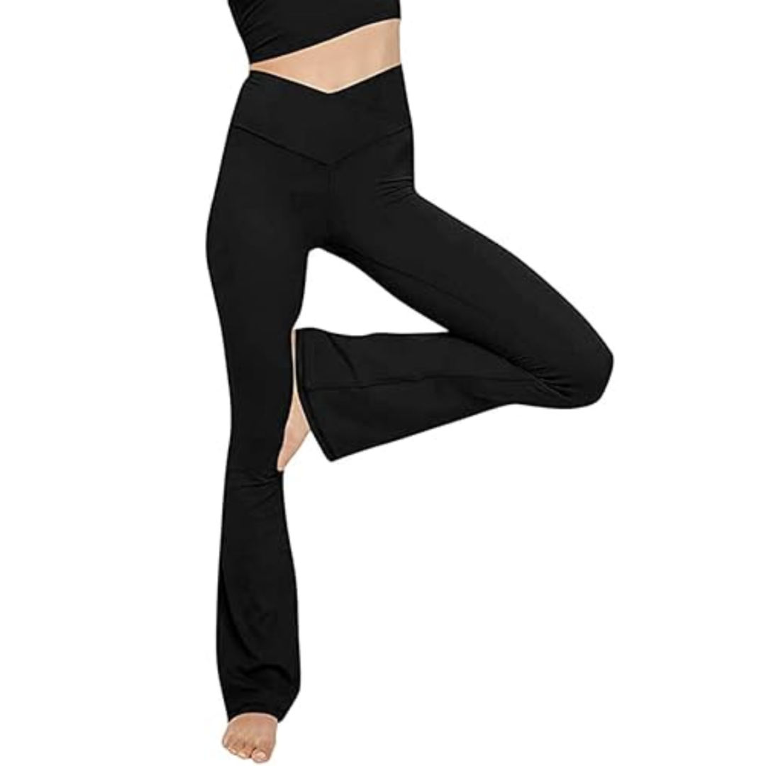 Cross-waist flare yoga pants