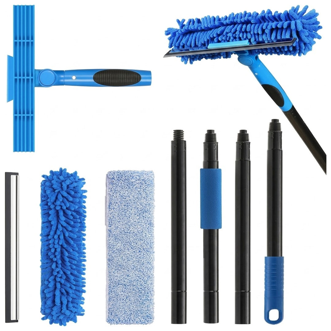 Window squeegee 2-in-1 cleaner