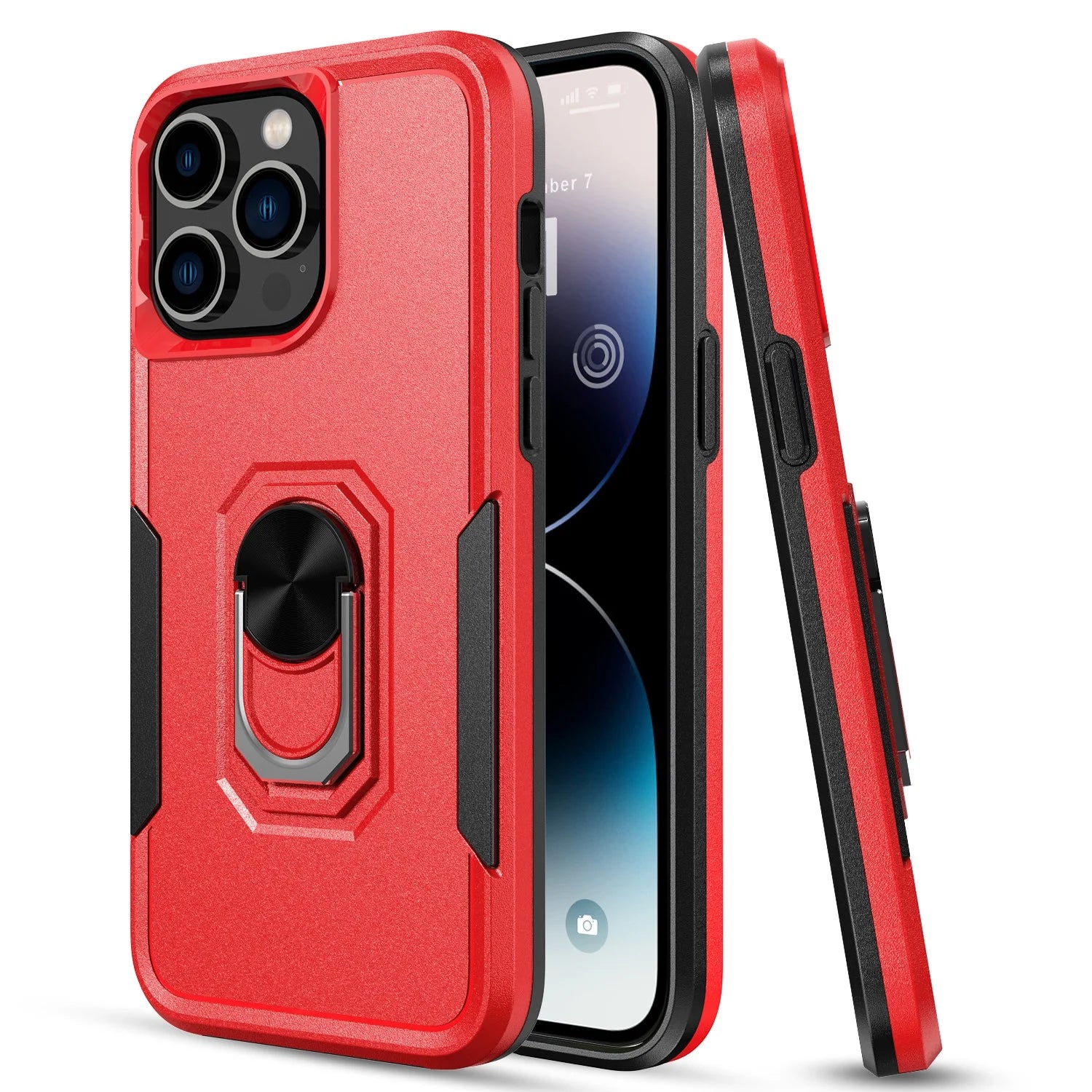 Phone Case with Ring Stand for Iphone 14 Pro Max/14 Pro/14 Plus/14 Shockproof Armor Cover, Red
