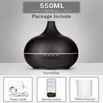 Aromatherapy Essential Oil Diffuser Wood Grain Remote Control Ultrasonic Air Humidifier Cool with 7 Color LED Light