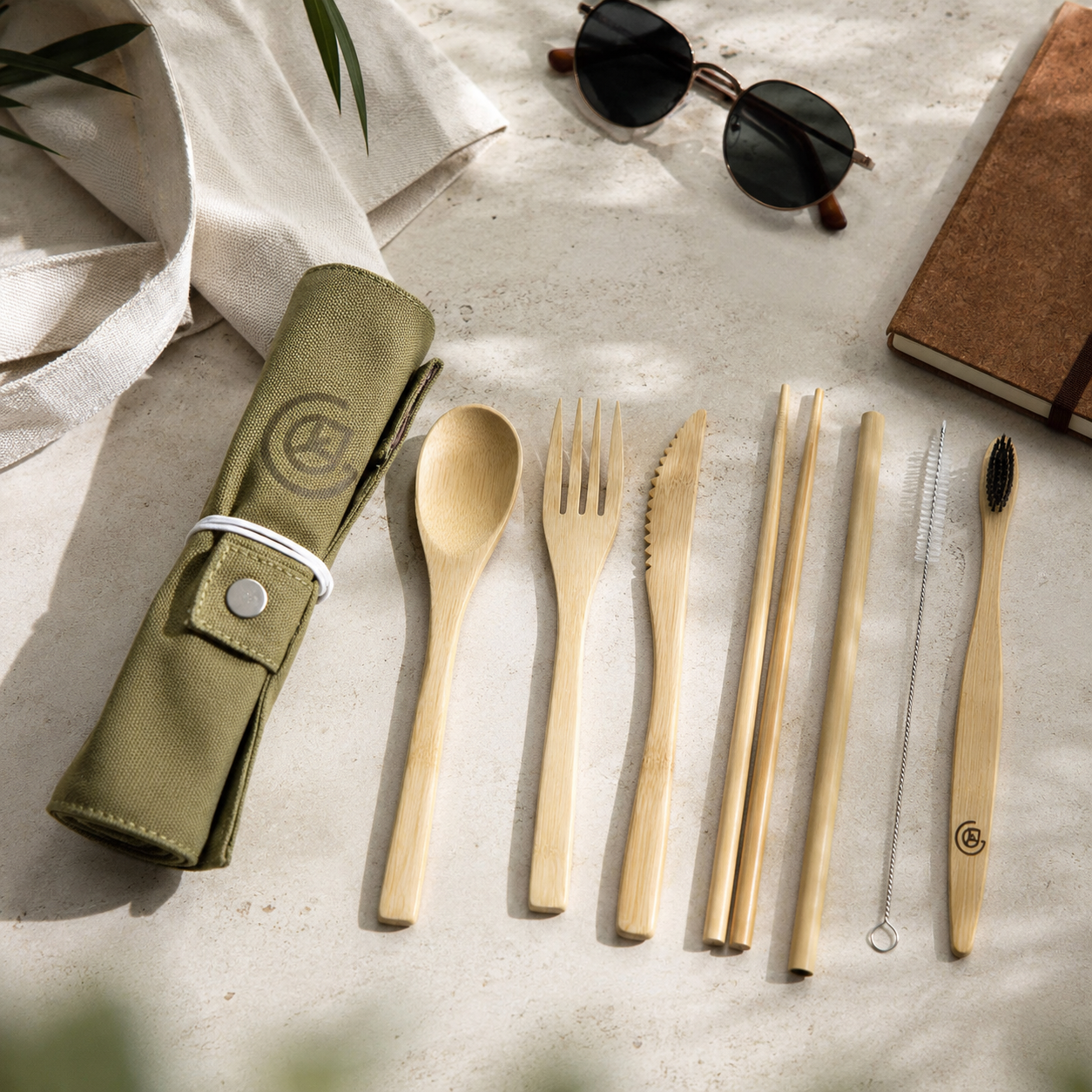 Bamboo cutlery travel set