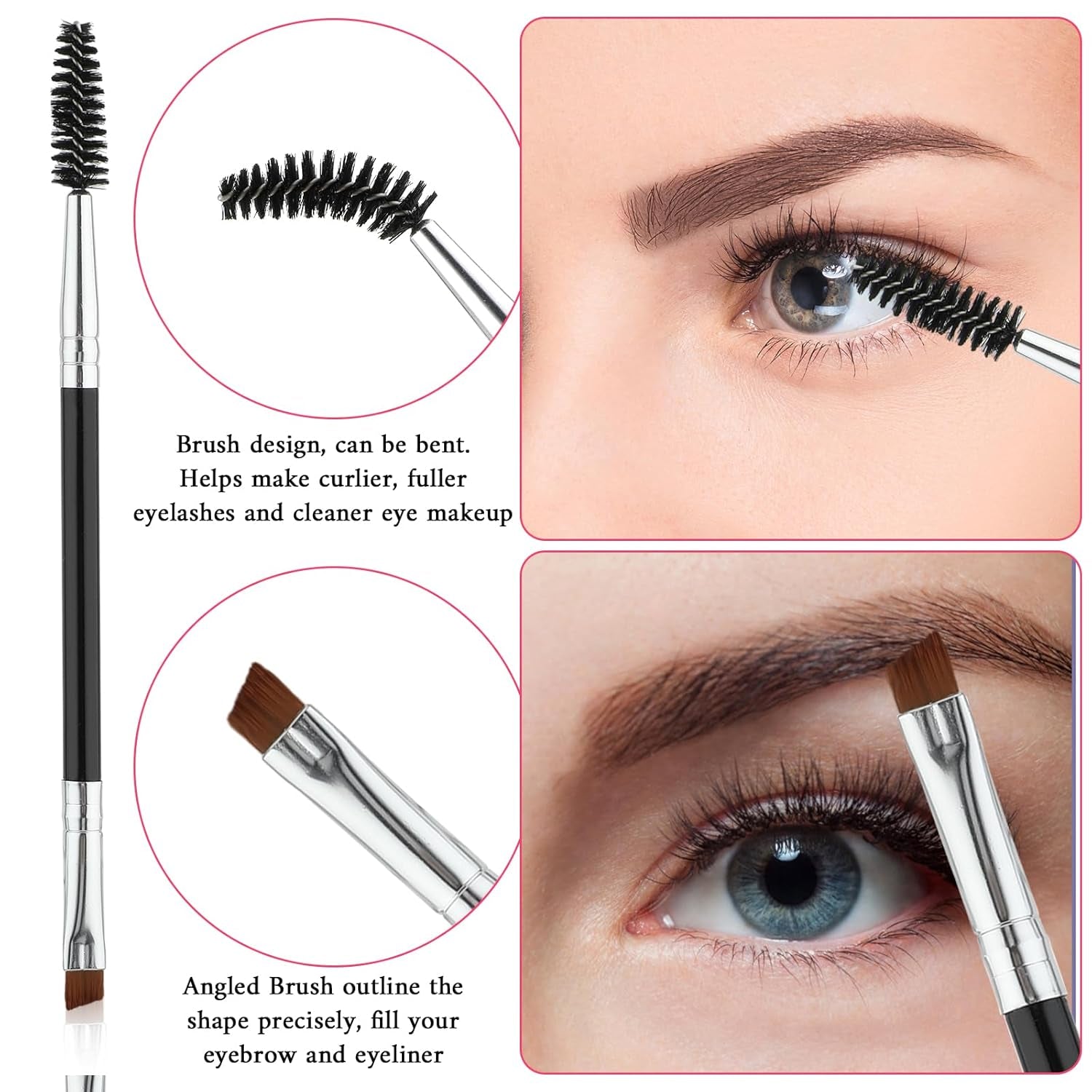4 PCS Mascara Fan Brush Eyelash Brush Eyelash Separator Tool, Folding Angle Scalloped Lash Brush Set for Lashes, Eyelash Comb, Eye Makeup Brush Tool