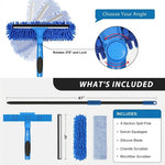 Window squeegee 2-in-1 cleaner