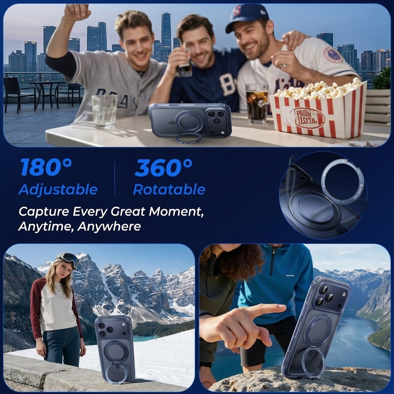 Magnetic ring phone holder case