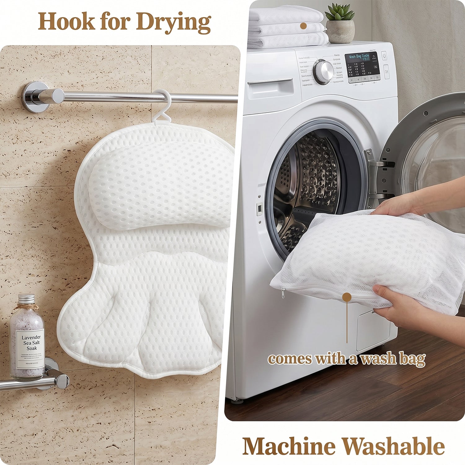 Bath pillow non-slip (suction)