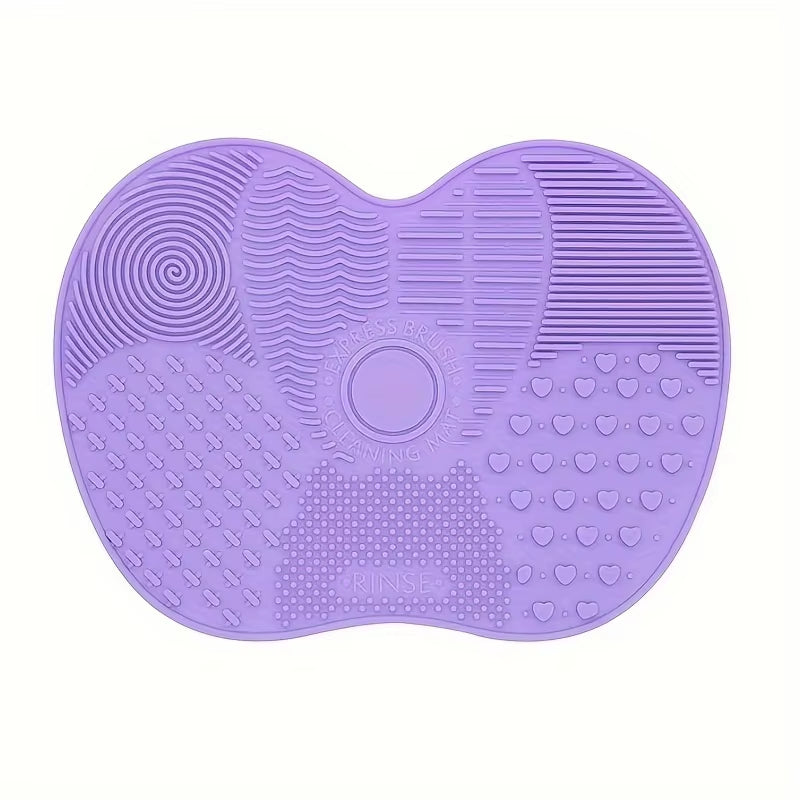 Apple Shaped Silicone Makeup Brush Cleaning Pad-Efficient & Portable & Reusable Makeup Brush Cleaning Mat with Suction Cup