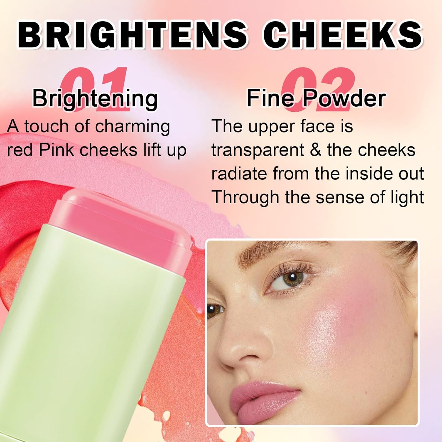 Cream Bronzer Stick Highlighter Stick Face Cream Contour Stick,Makeup Bronzer Stick with Brush,Buildable Highlight Contour Makeup for Women (Rich Glow Bronzer Stick)