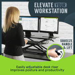 Standing Desk Converter - 32 Inch Adjustable Sit to Stand up Workstation, Particle Board, Dual Monitor Desktop Riser with Keyboard Tray, for Home Office Laptop, Black 32"