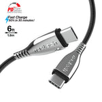 Naztech Titanium USB-C to USB-C Braided Cable 6Ft