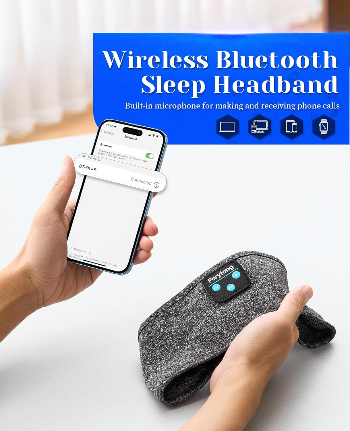 Sleeping Headphones Bluetooth Headband, Soft Long Time Play Sleeping Headsets with Built in Speakers Perfect for Workout,Running,Yoga,Travel, Darkgray