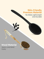 Long Handle Bath Brush and Shampoo Brush Set - Exfoliating Body Scrubber & Scalp Massage Brush for Shower, Bath & Skin Care (2-P