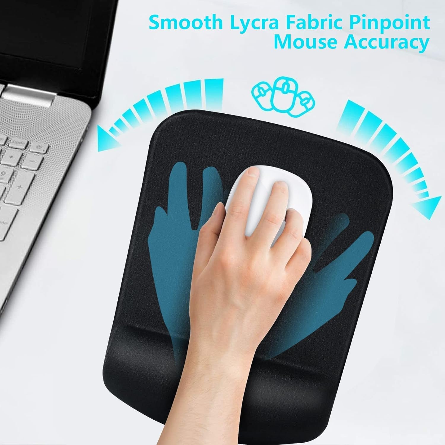 Ergonomic Mouse Pad with Wrist Support Gel Mouse Pad with Wrist Rest, Comfortable Computer Mouse Pad for Laptop, Mousepad with Non-Slip PU Base for Working Studying Easy Typing & Pain Relief