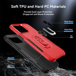 Phone Case with Ring Stand for Iphone 14 Pro Max/14 Pro/14 Plus/14 Shockproof Armor Cover, Red