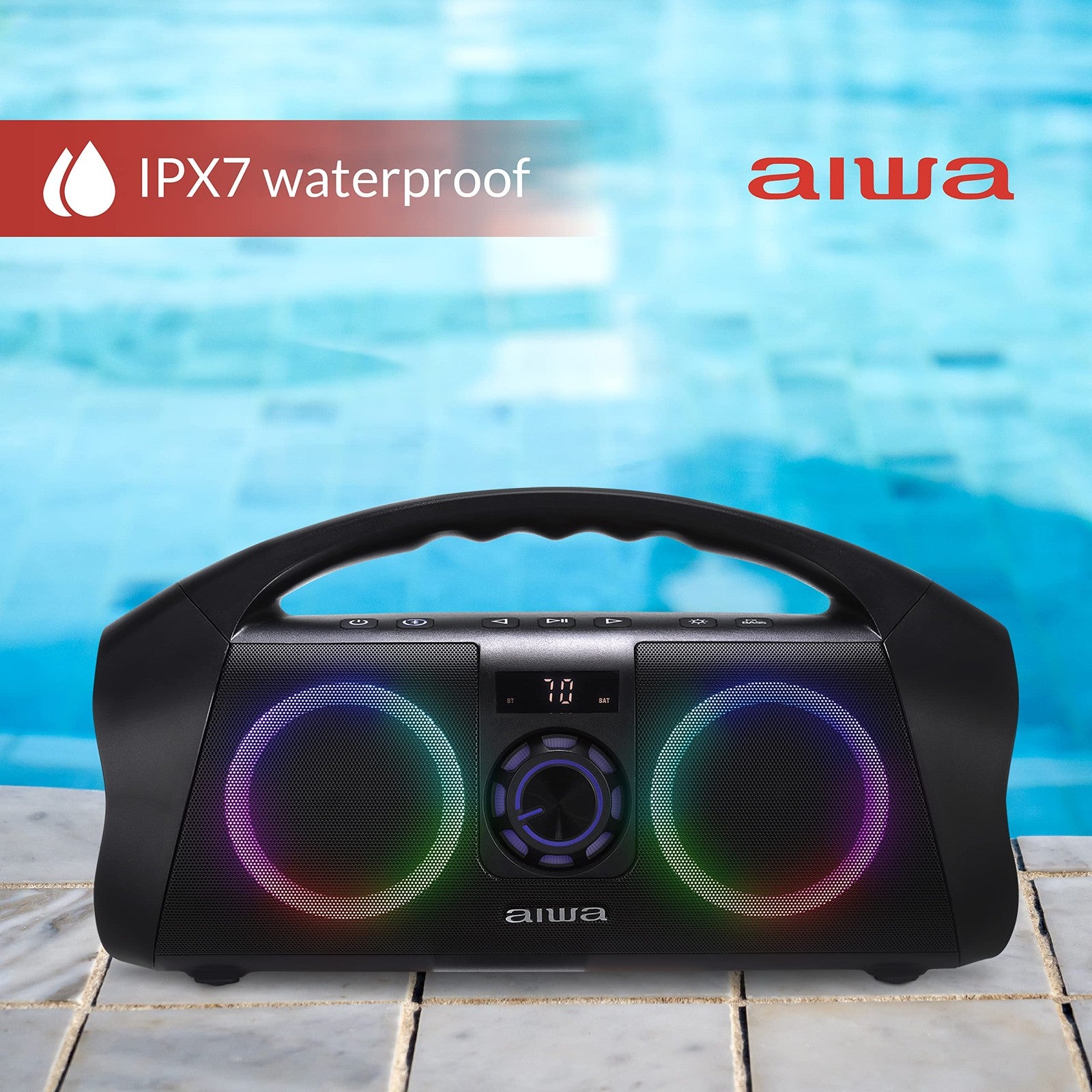 Portable Bluetooth Boombox Speaker 120W Peak IPX7 Waterproof LED Display